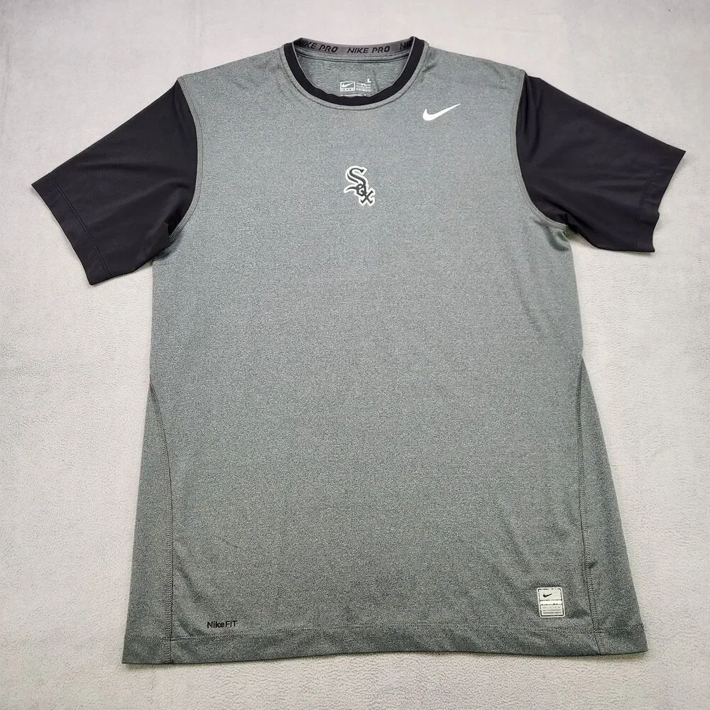 Nike Pro Chicago White Sox Shirt Men's L Gray Fit Dry Performance MLB Baseball
